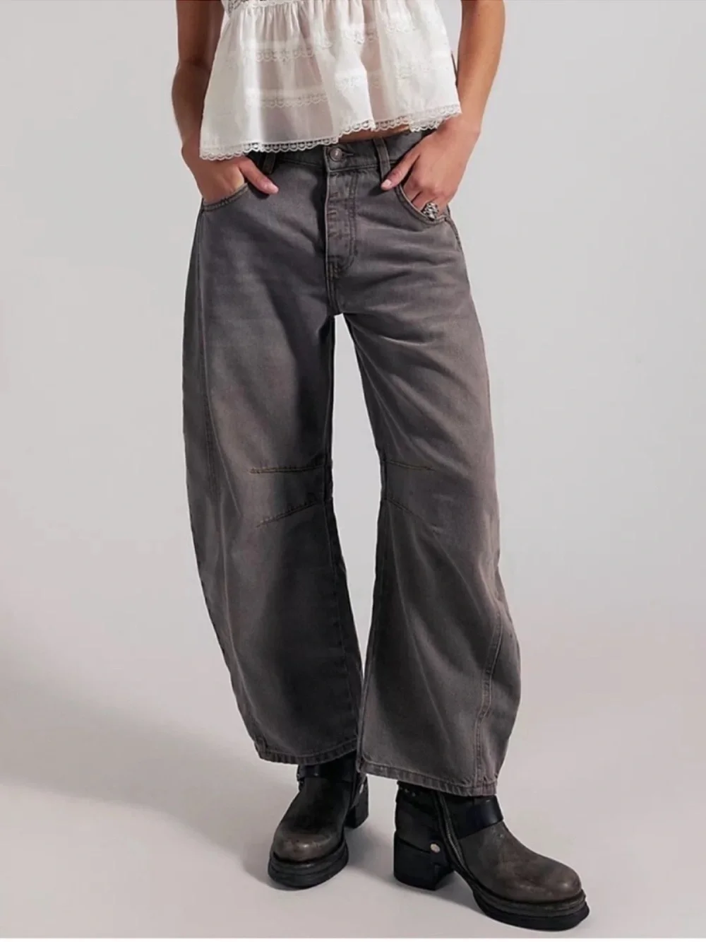 Free People Good Luck Mid-Rise Barrel Jeans